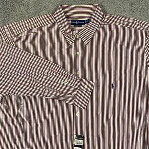 Ralph Lauren Sueded‎ Broadcloth Shirt 4XLT Classic Fit Striped Preppy Pony NEW